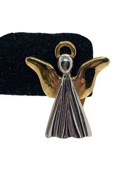 Angel Clip-On Earrings Gold & Silver-Tone Vintage Jewelry Simple Elegant Design